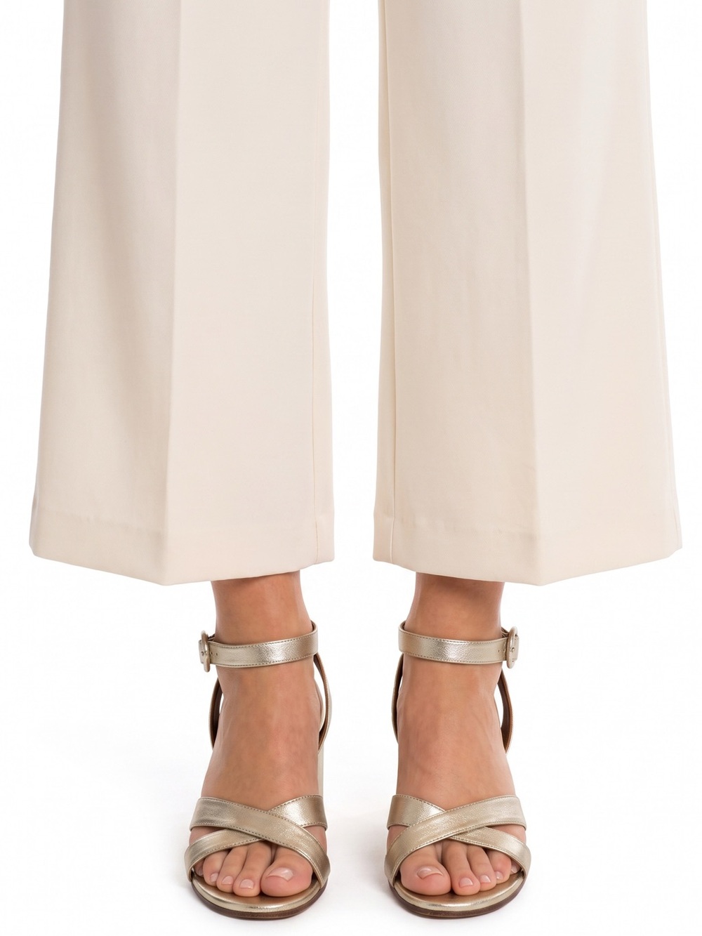 Margaux Metallic Gold Strappy Ankle-Heel Sandals
